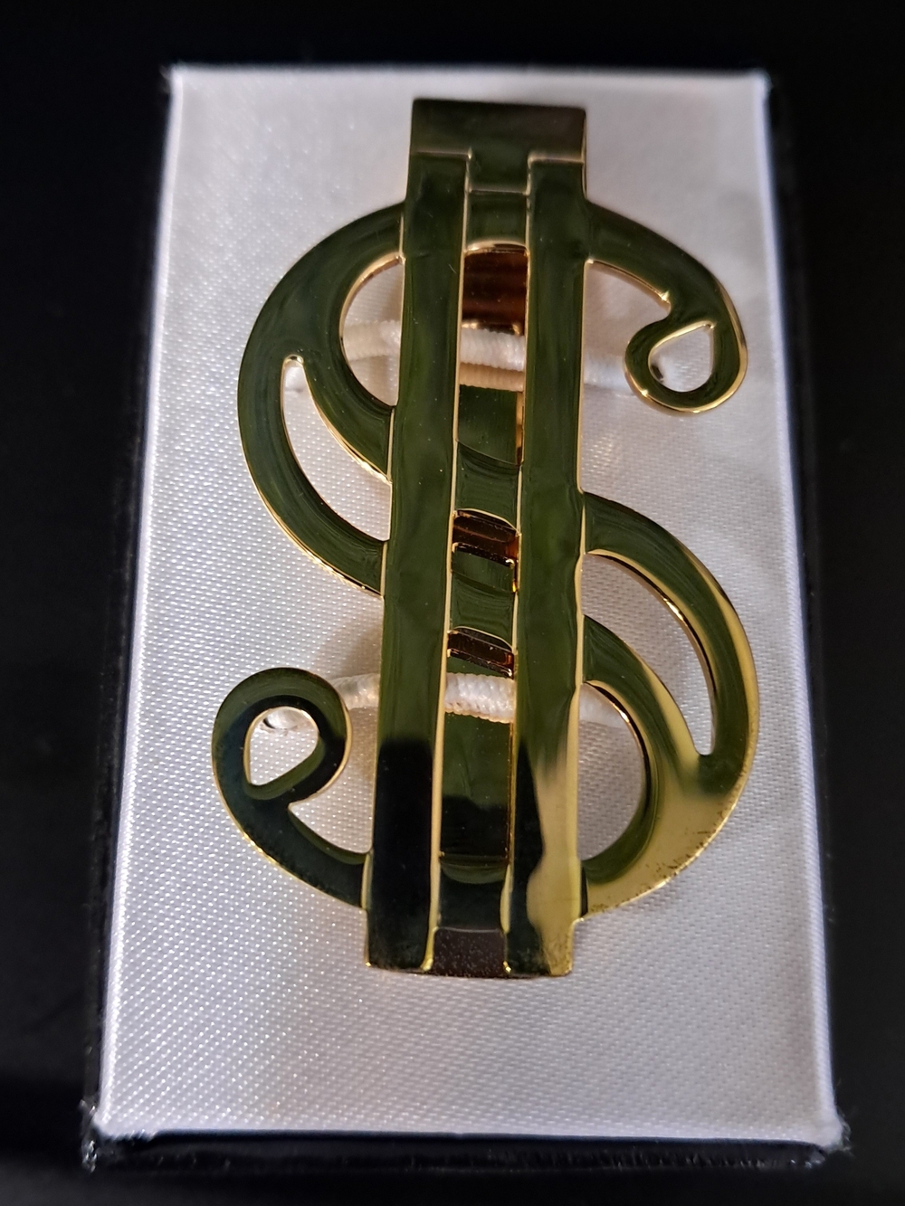 Gold Dollar Sign Money Clip - Shiny Gold Tone